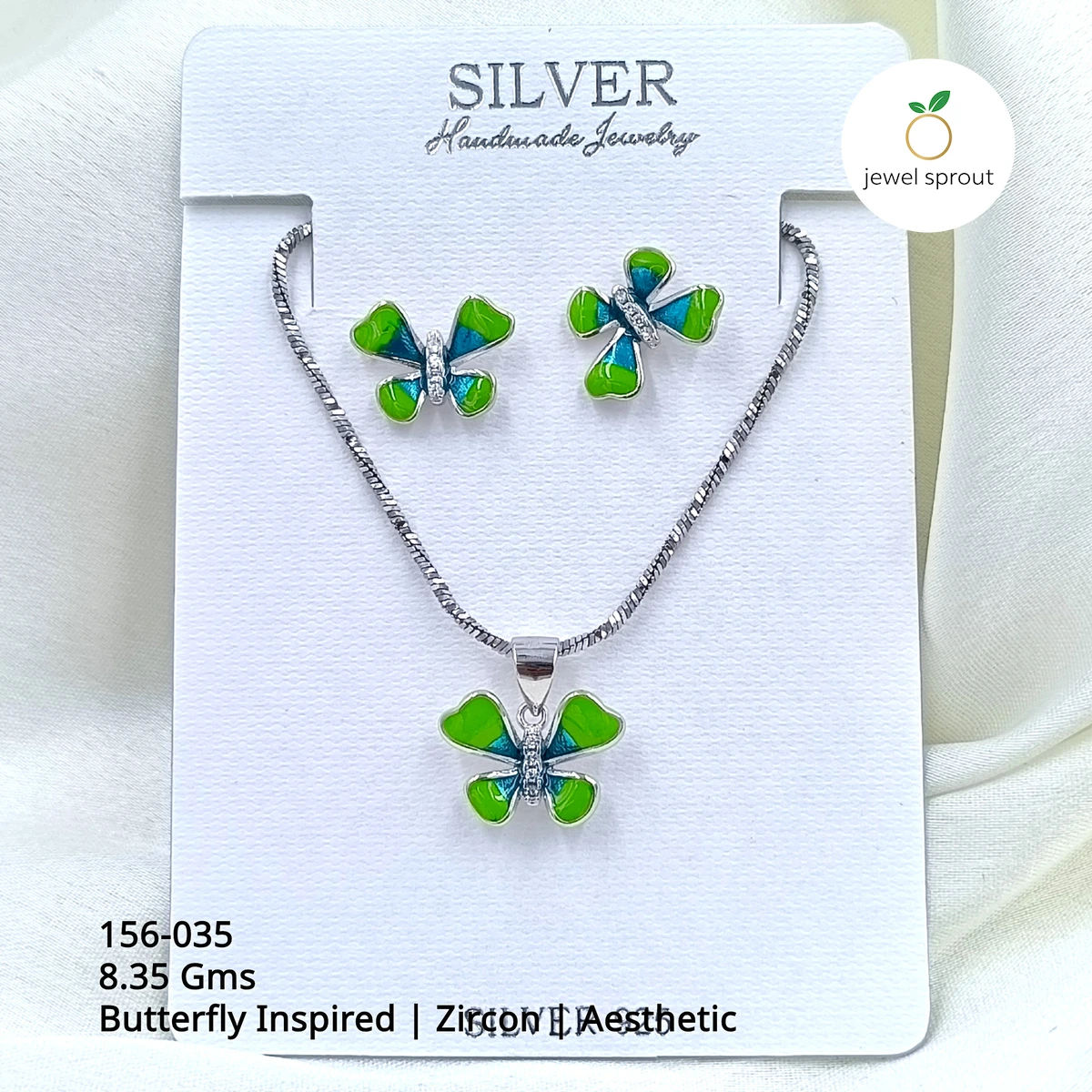 Butterfly Inspired Zircon Pendant Set - Aesthetic Design