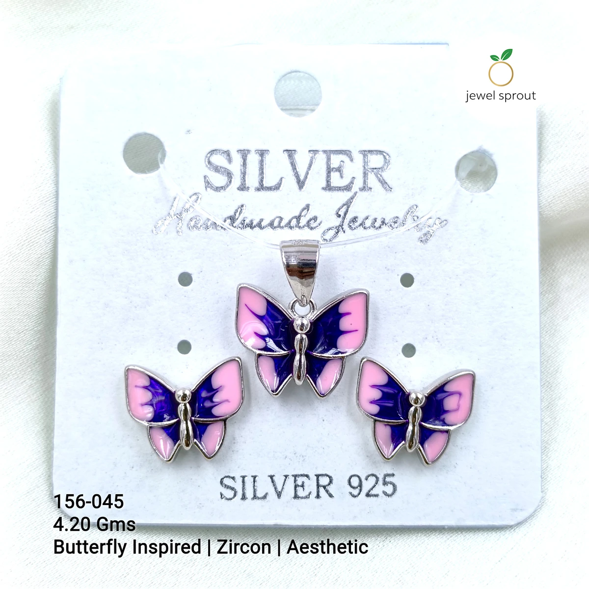 Butterfly Inspired Zircon Pendant Set - Aesthetic Design