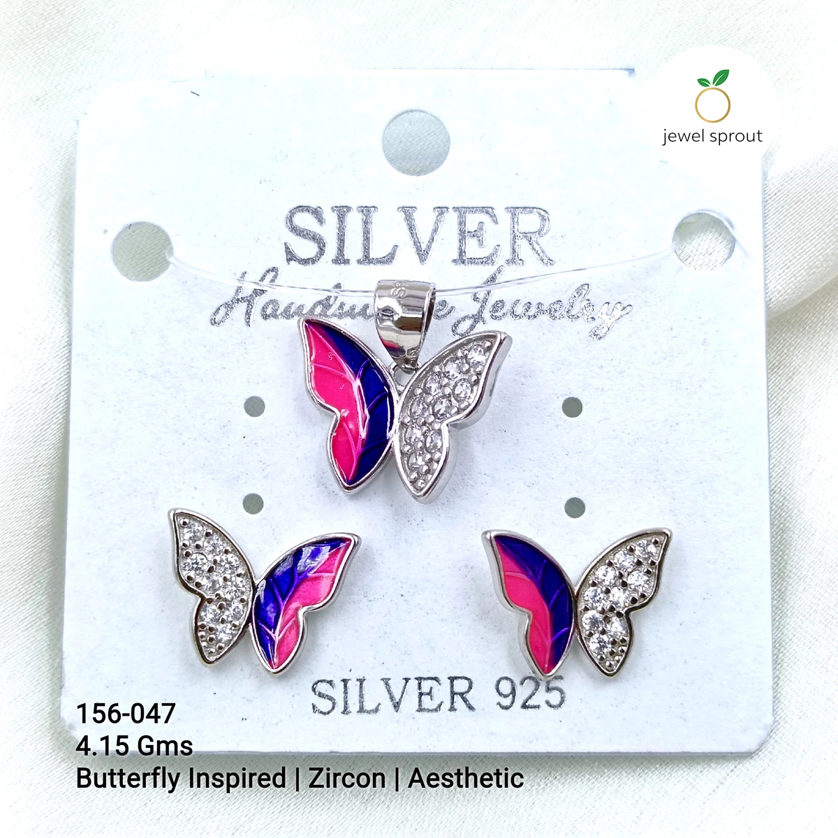 Elegant Butterfly Inspired Zircon Pendant Set