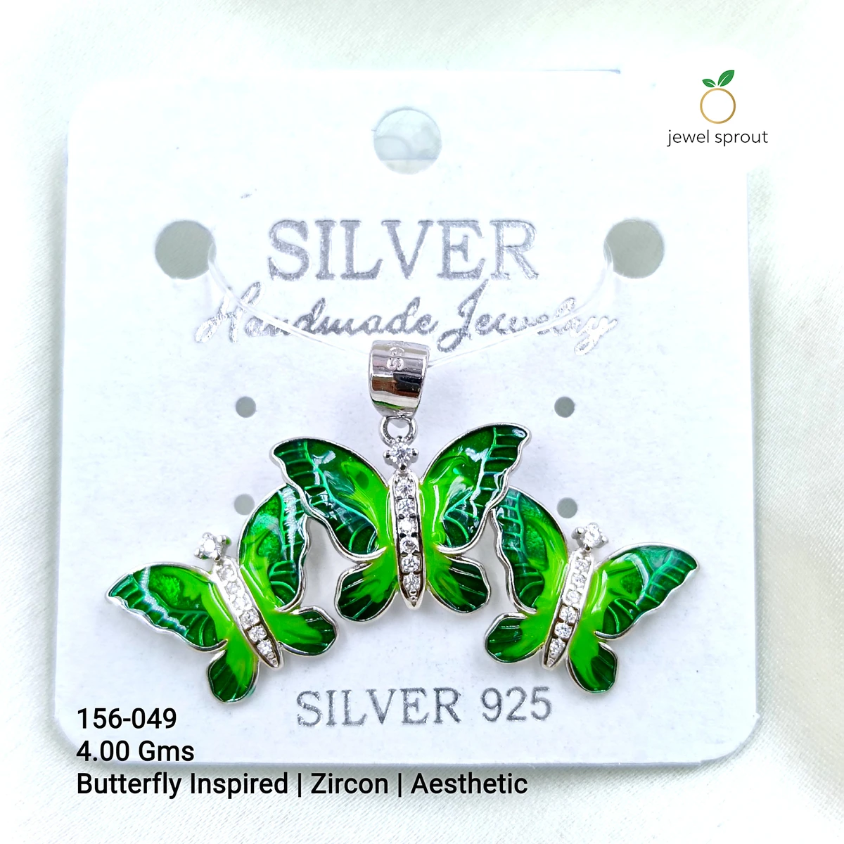 Butterfly Inspired Zircon Pendant Set in 925 Sterling Silver