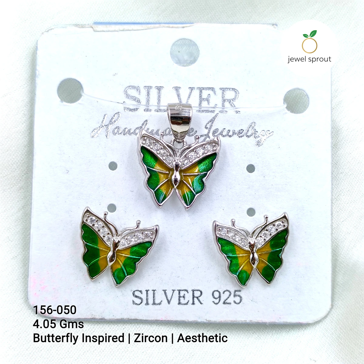 Butterfly Inspired Zircon Pendant Set - Aesthetic Design