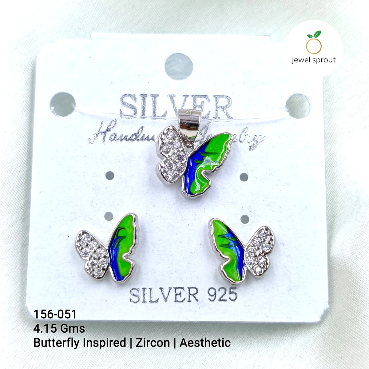 Aesthetic Butterfly Pendant Set in Zircon | 925 Sterling Silver