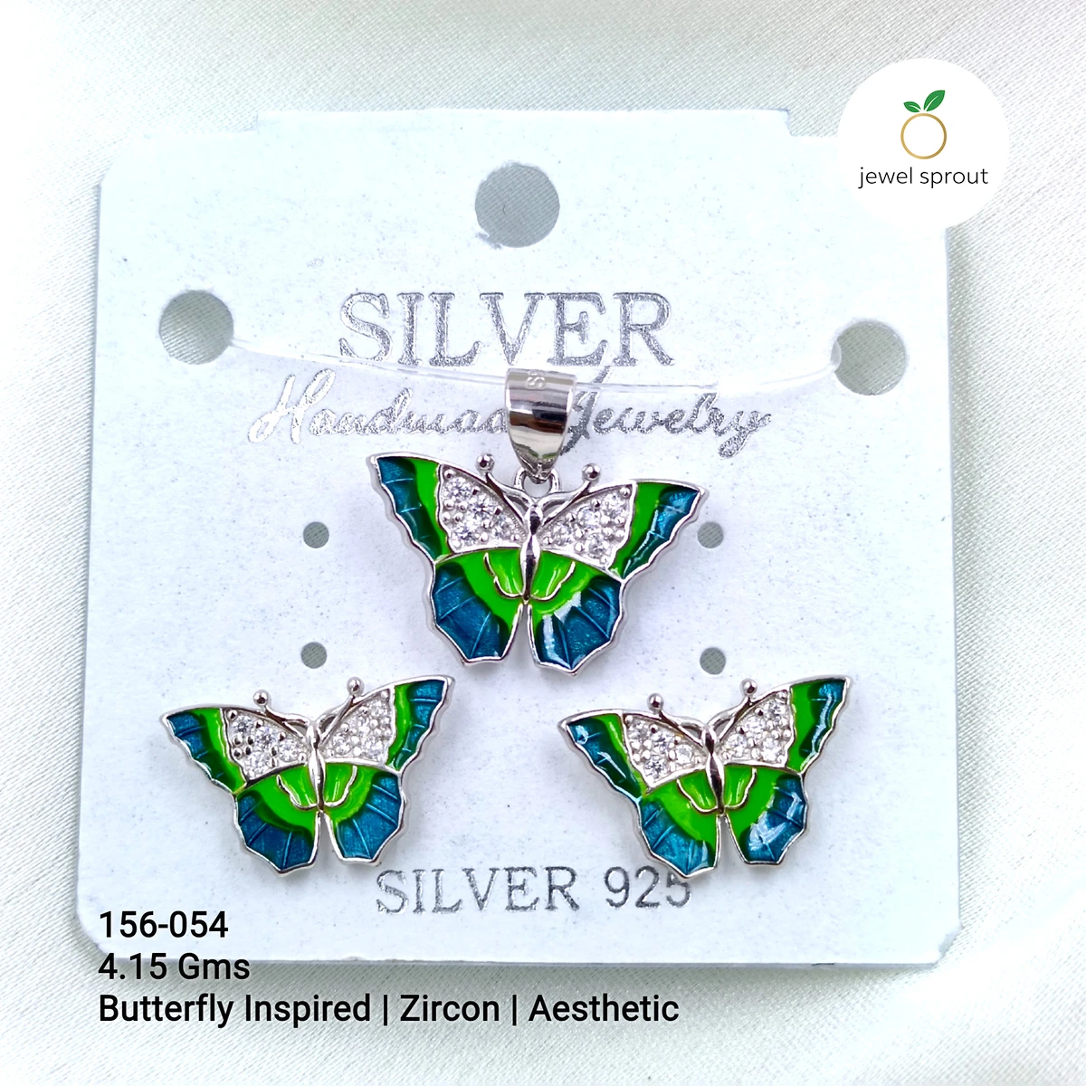 Aesthetic Butterfly Pendant Set in Sterling Silver