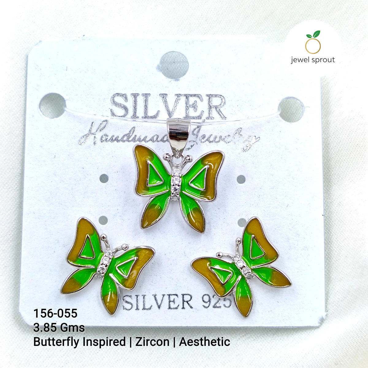 Butterfly Inspired Zircon Pendant Set - Aesthetic Design