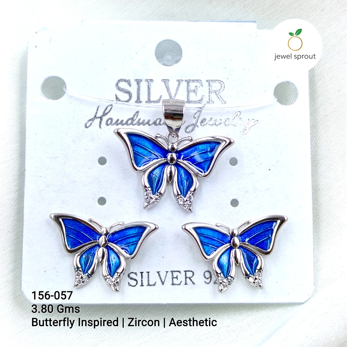 Butterfly Inspired Zircon Pendant Set - Aesthetic Design