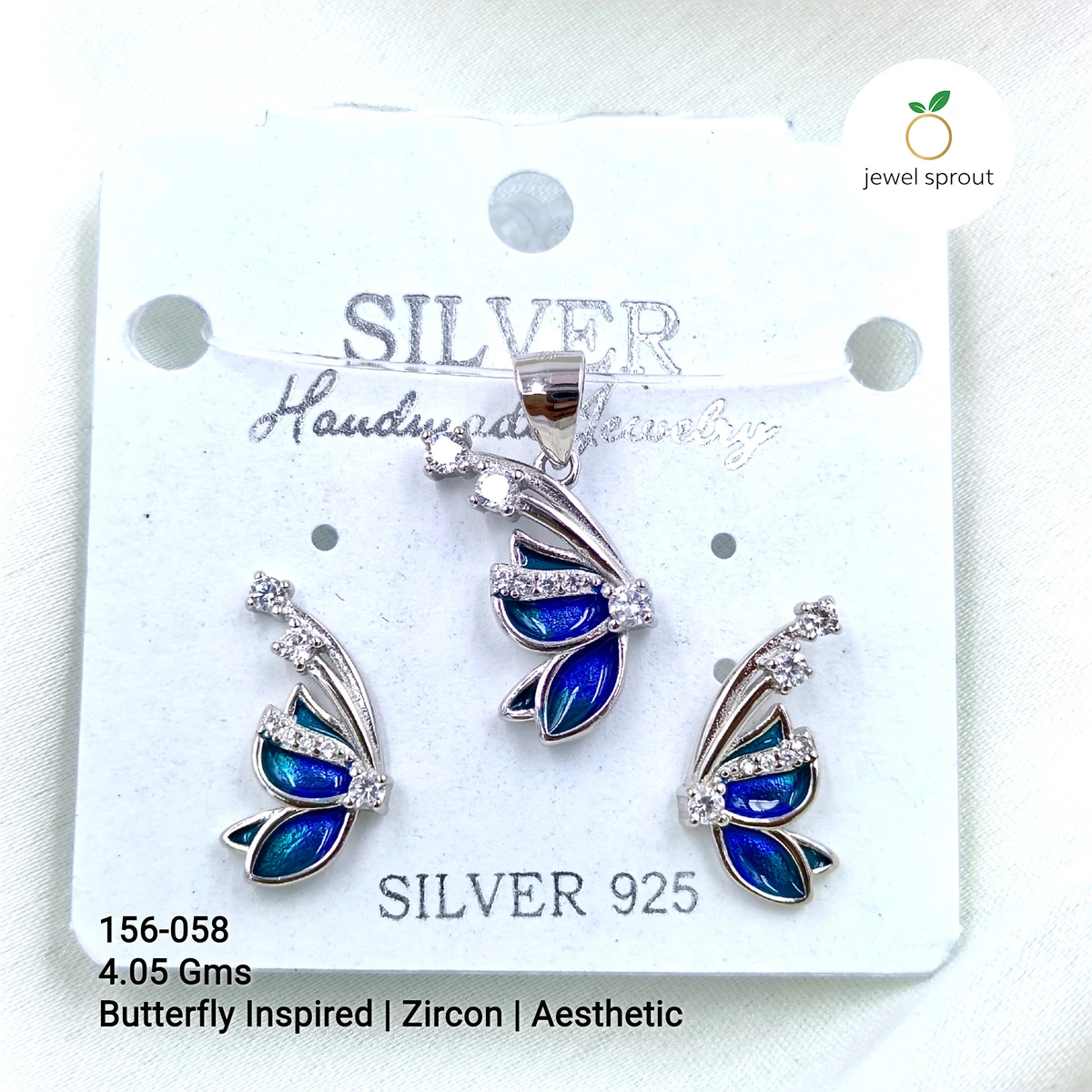 Butterfly Pendant Set | Zircon | Aesthetic Design