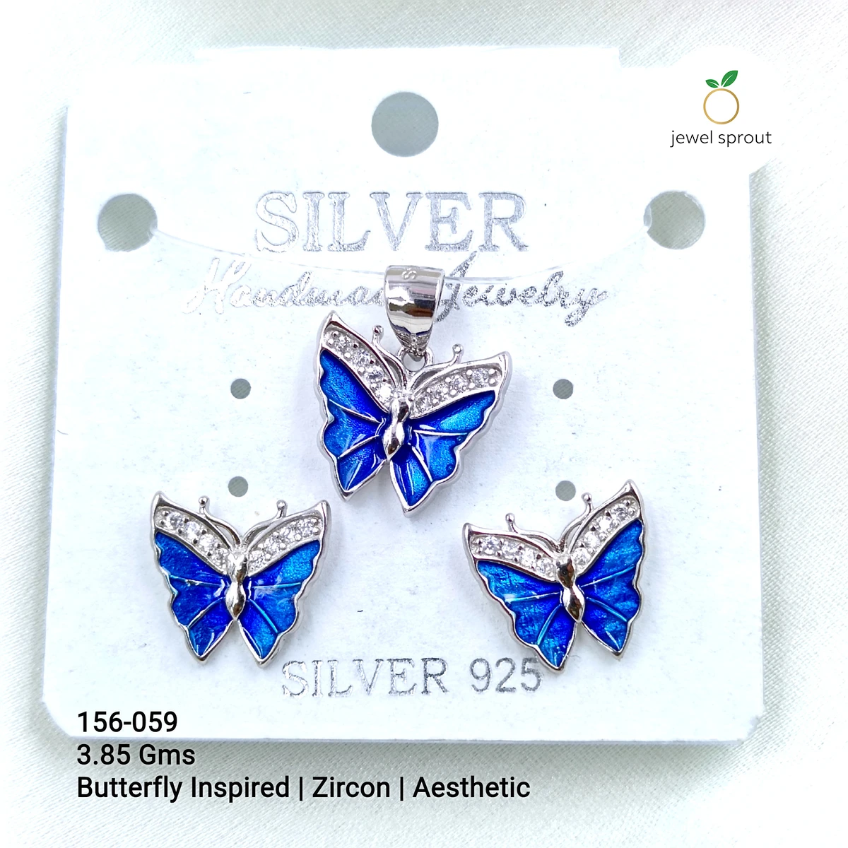 Butterfly Inspired Zircon Pendant Set in 925 Sterling Silver