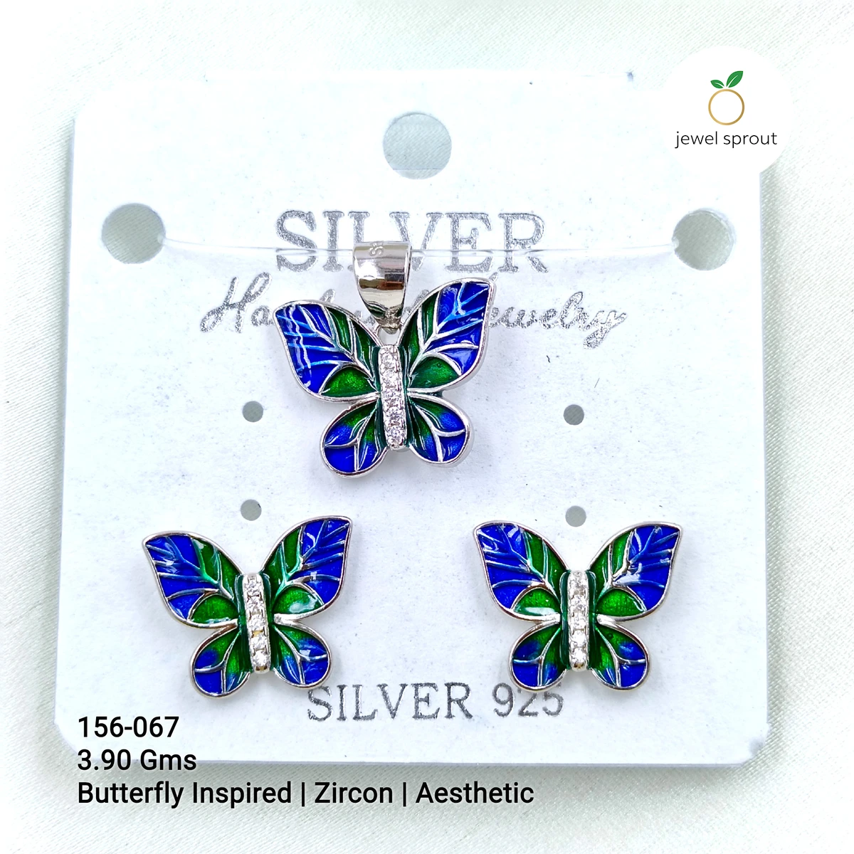 Butterfly Inspired Zircon Pendant Set in 925 Sterling Silver