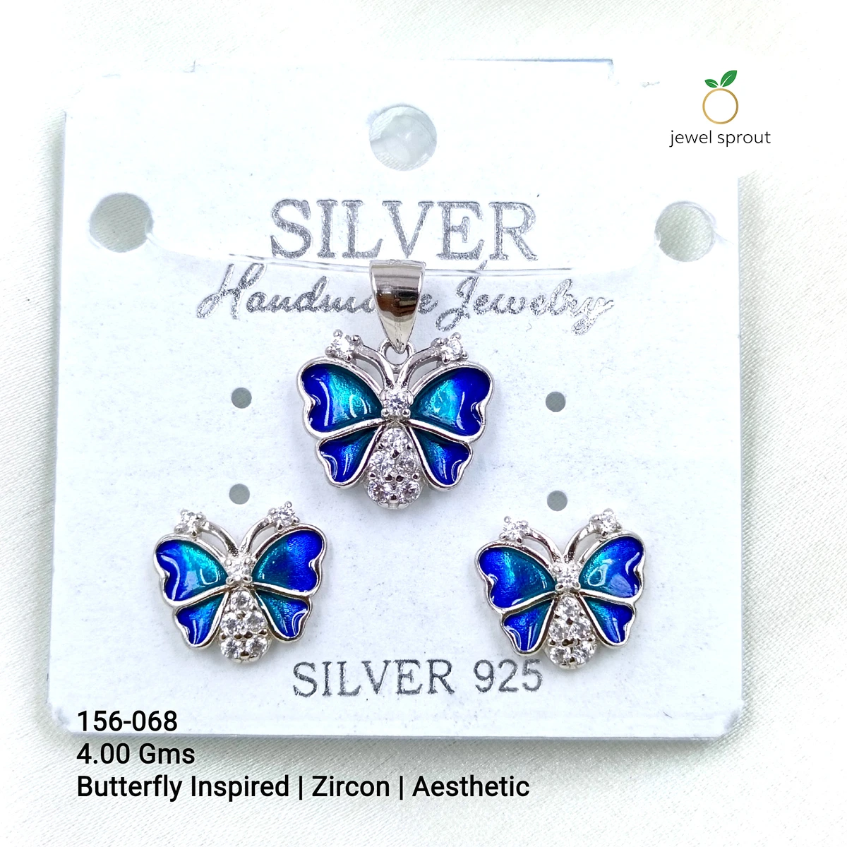 Butterfly Inspired Zircon Pendant Set - Aesthetic Design