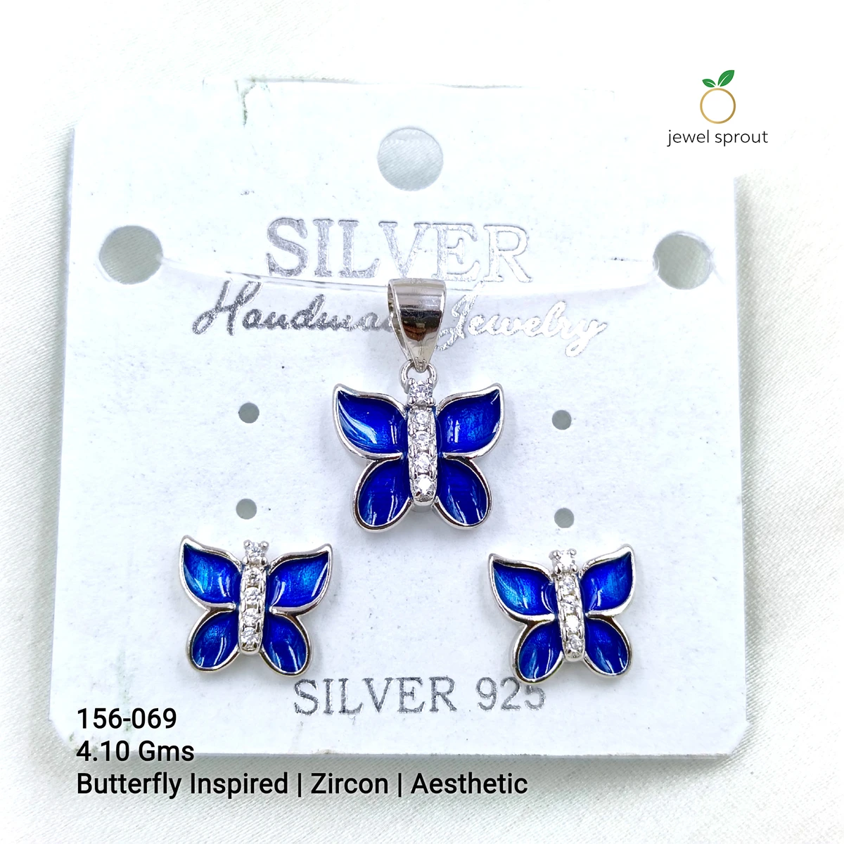 Butterfly Inspired Zircon Pendant Set in 925 Sterling Silver