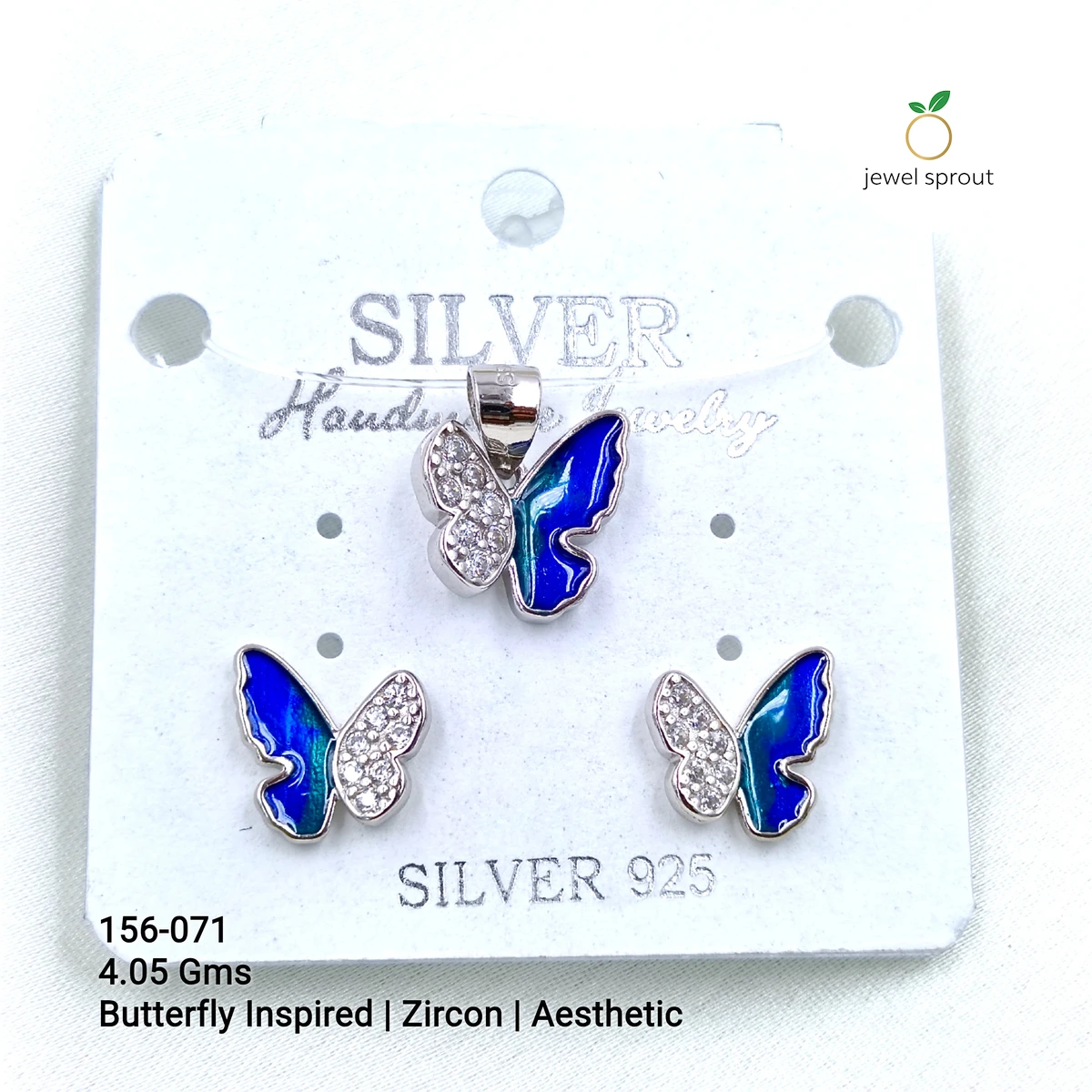 Butterfly Inspired Zircon Pendant Set - Aesthetic 925 Silver