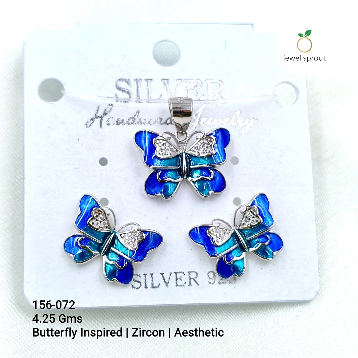 Butterfly Inspired Zircon Pendant Set - Aesthetic Design
