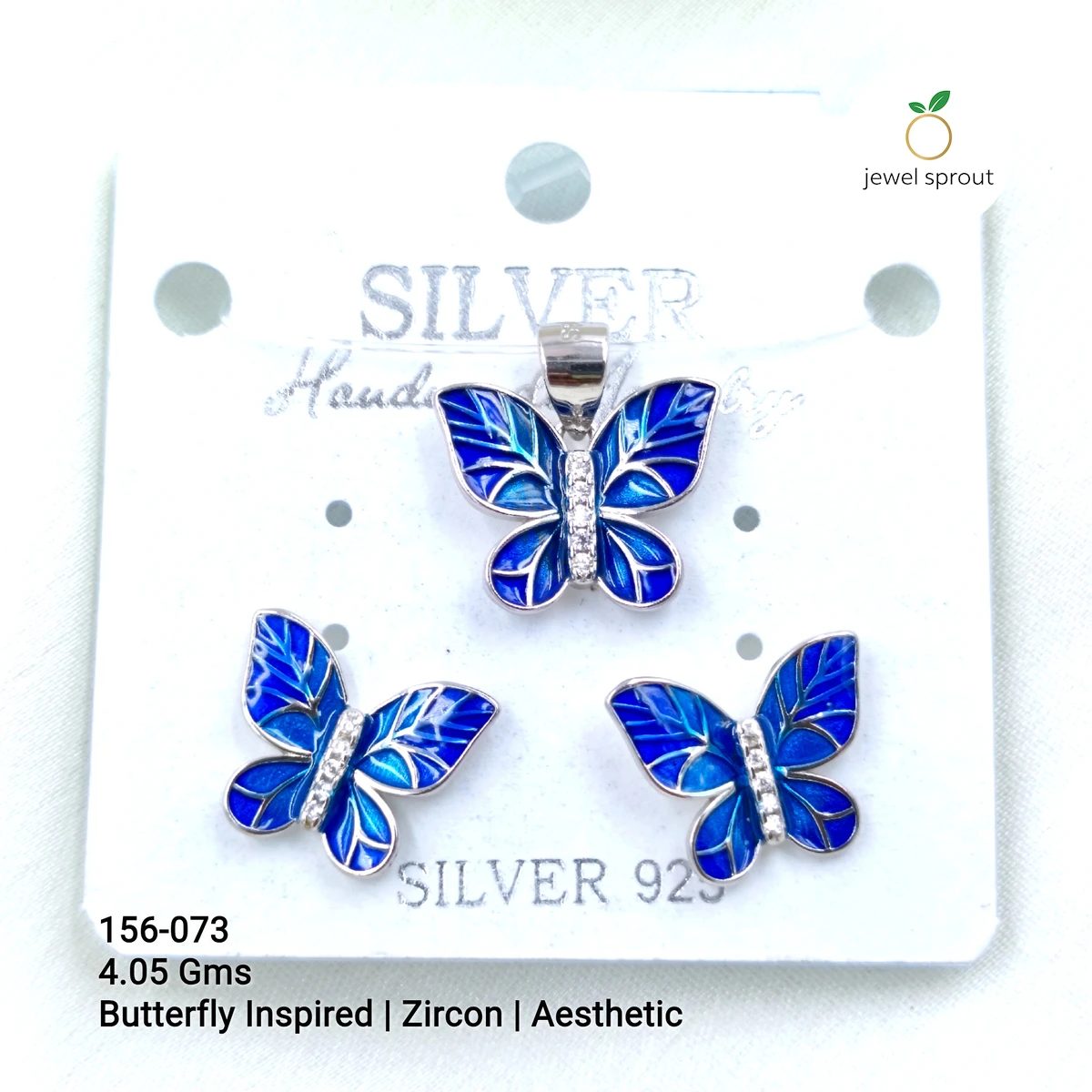 Butterfly Inspired Zircon Pendant Set in 925 Sterling Silver