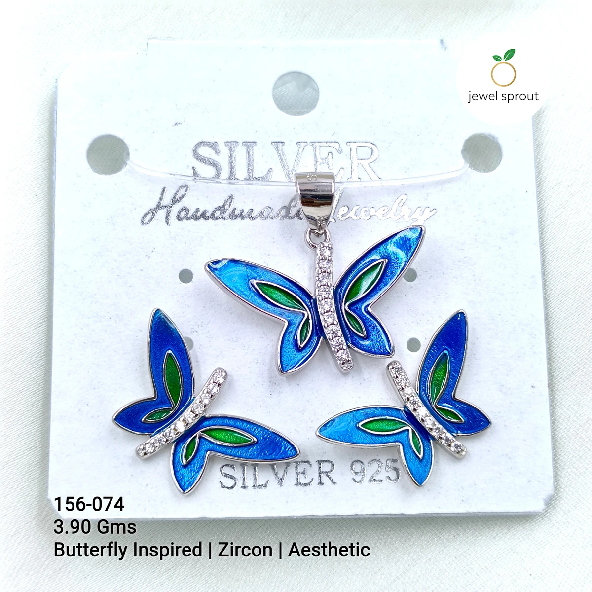 Butterfly Inspired Zircon Pendant Set in 925 Sterling Silver