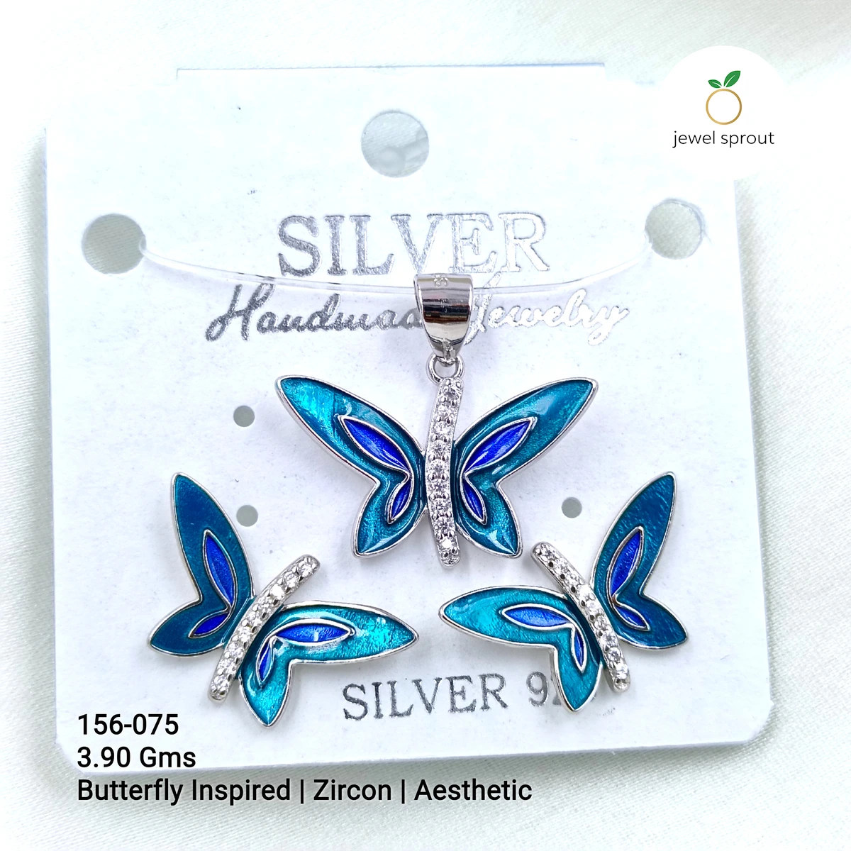 Butterfly Inspired Zircon Pendant Set in 925 Sterling Silver
