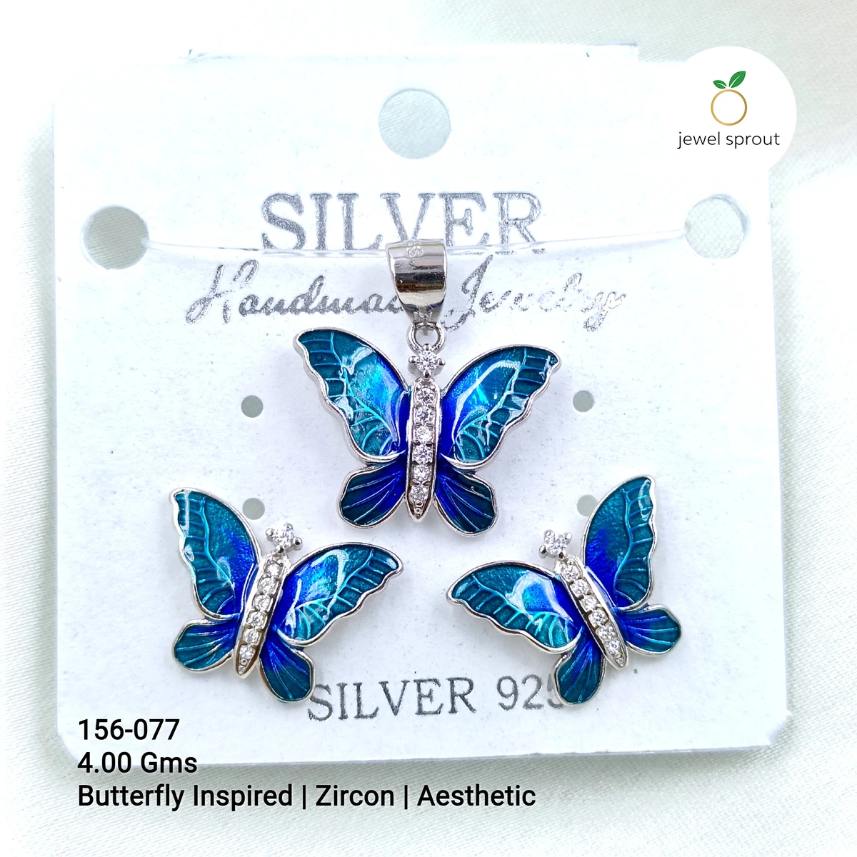 Butterfly Inspired Zircon Pendant Set - Elegant Aesthetic Jewelry