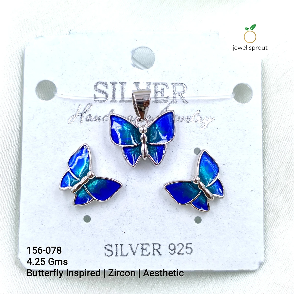 Aesthetic 925 Sterling Silver Butterfly Pendant Set