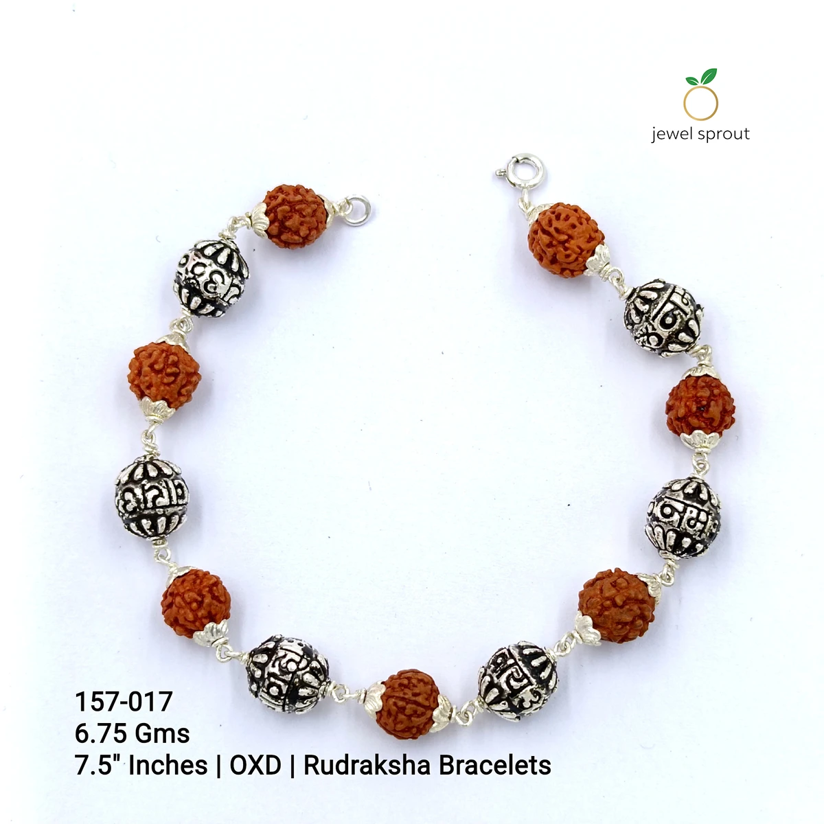 Elegant OXD Rudraksh Sterling Silver Bracelet for All Occasions