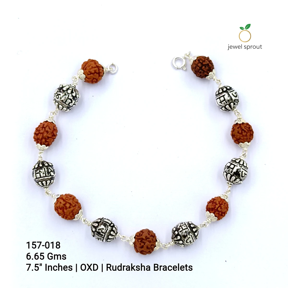 Elegant OXD Rudraksh Sterling Silver Bracelet for Spiritual Style