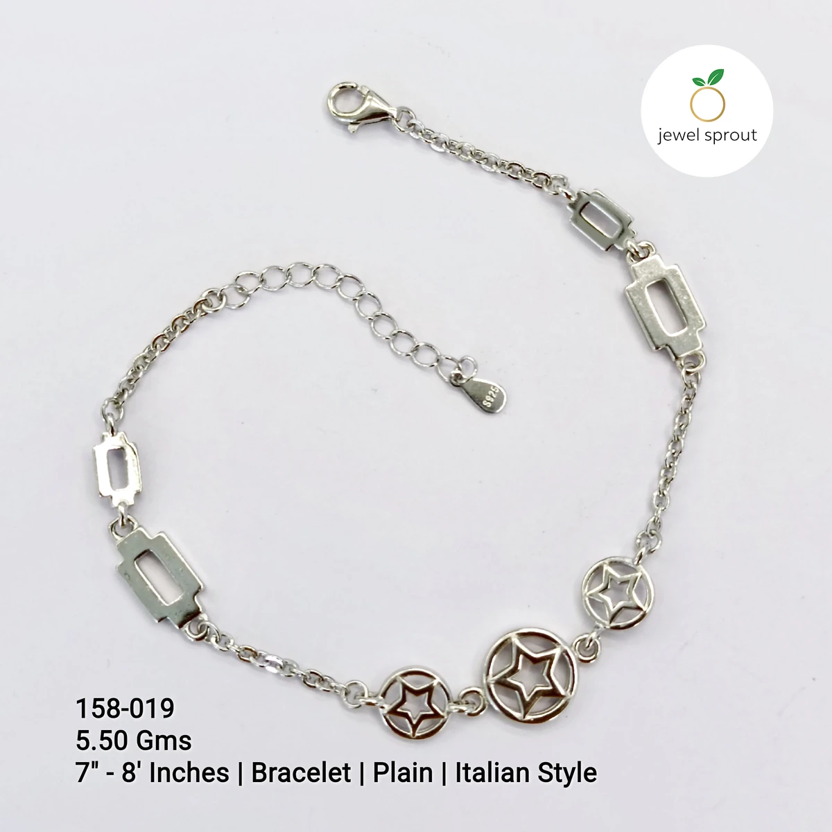 Chic Italy Type Sterling Silver Bracelet - Elegant Plain Design