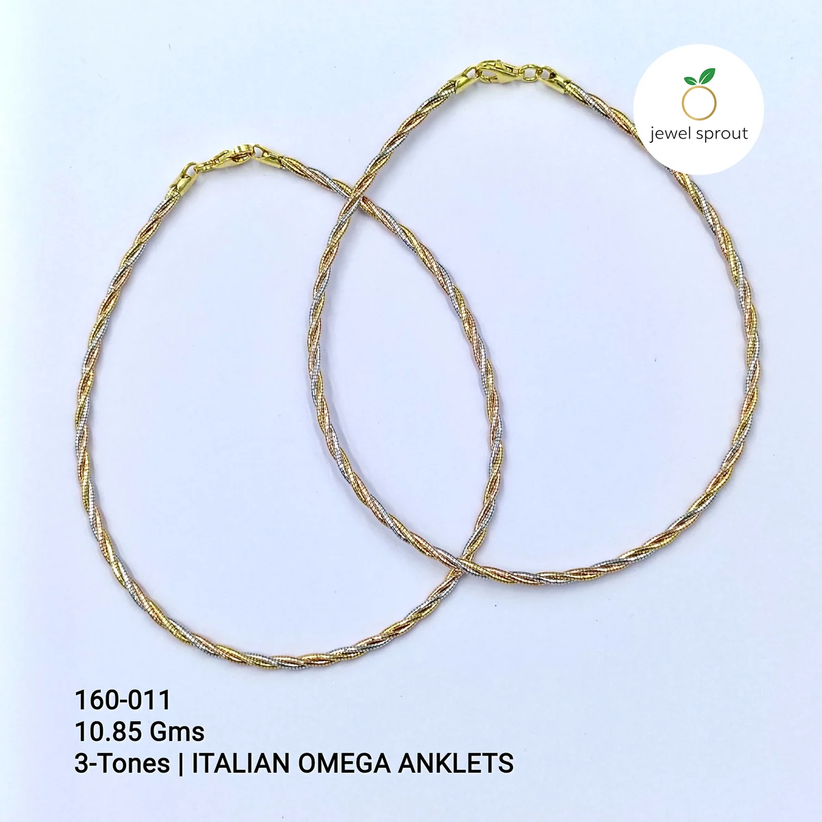 Elegant Italian Omega Sterling Silver Anklets