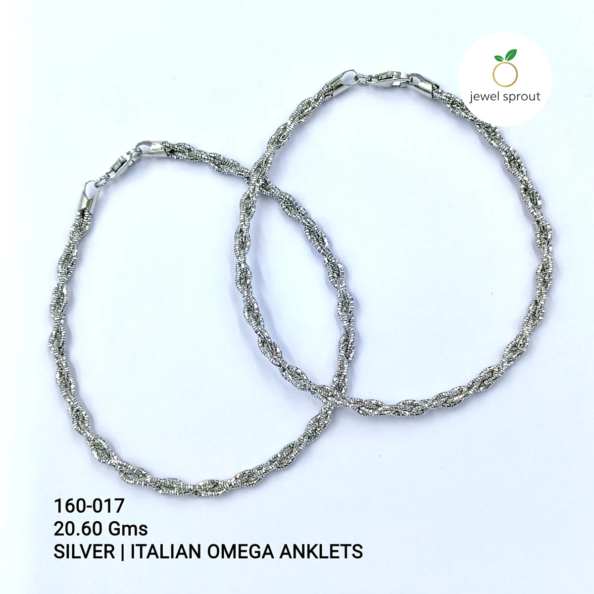 Elegant 2-Tone Italian Omega Anklets in Sterling Silver