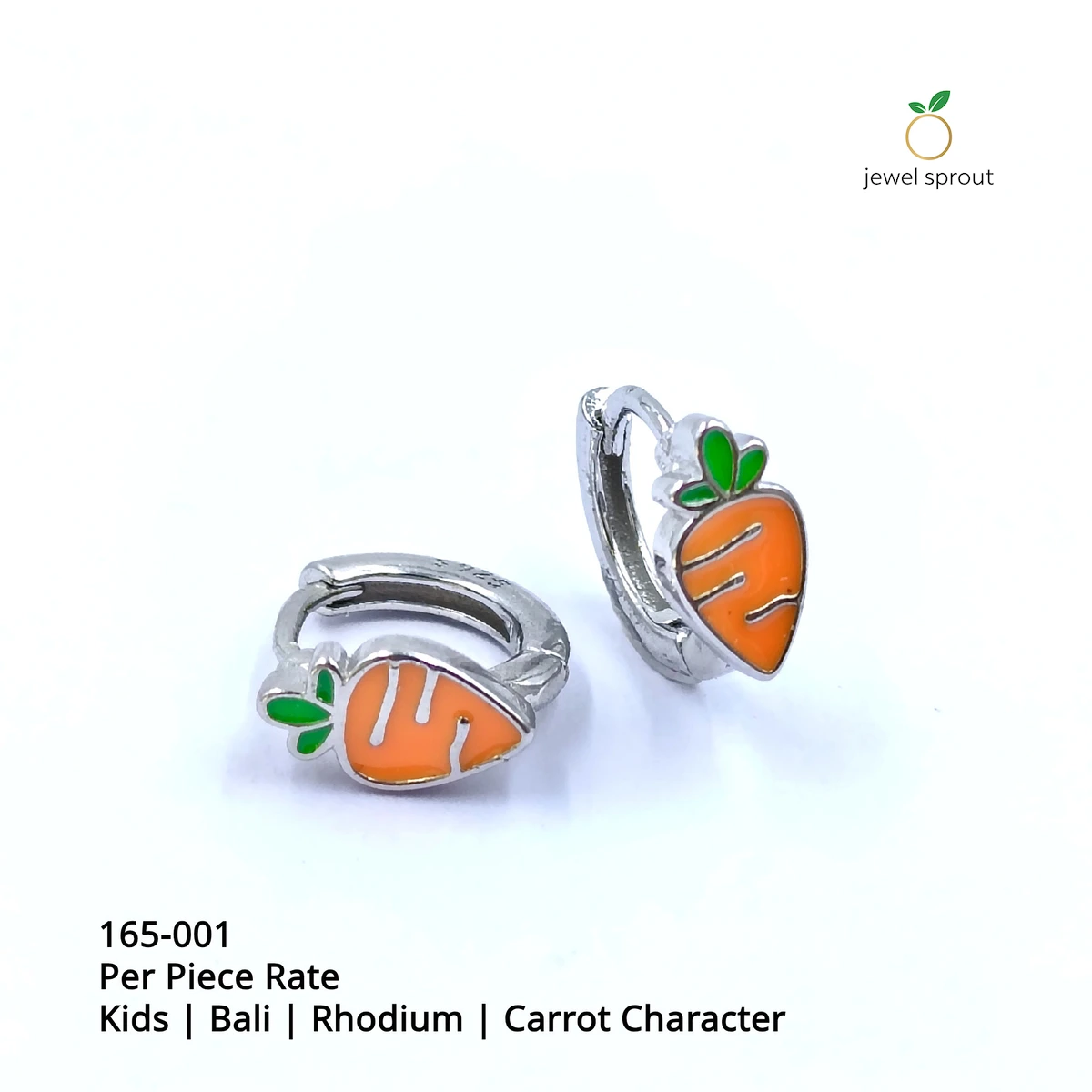 Charming Baby Enamel Bali Earrings for Kids - Rhodium Finish