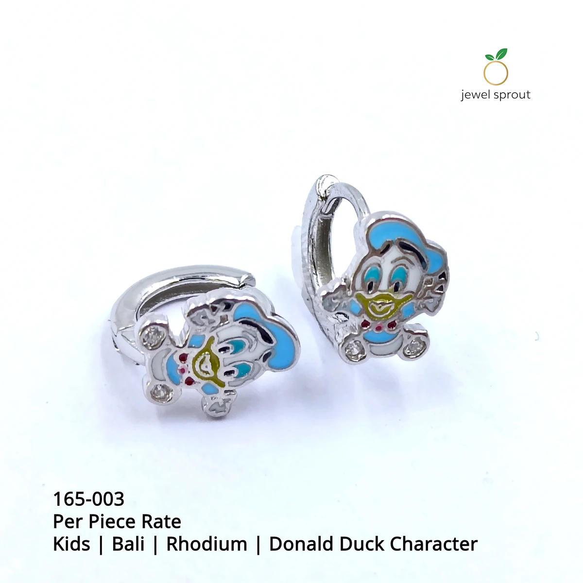 Cute Baby Enamel Donald Duck Bali Earrings for Kids