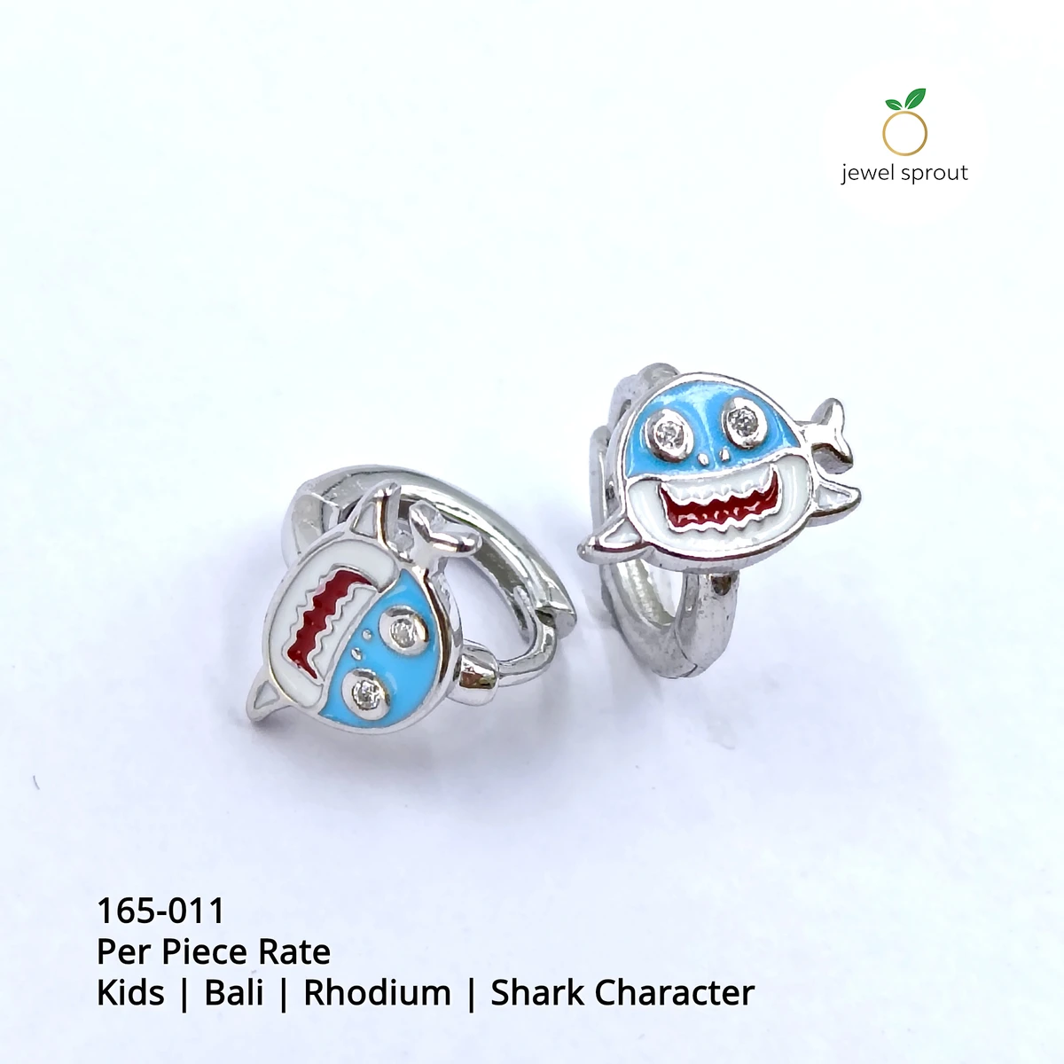 Adorable Baby Enamel Bali Shark Character Earrings for Kids