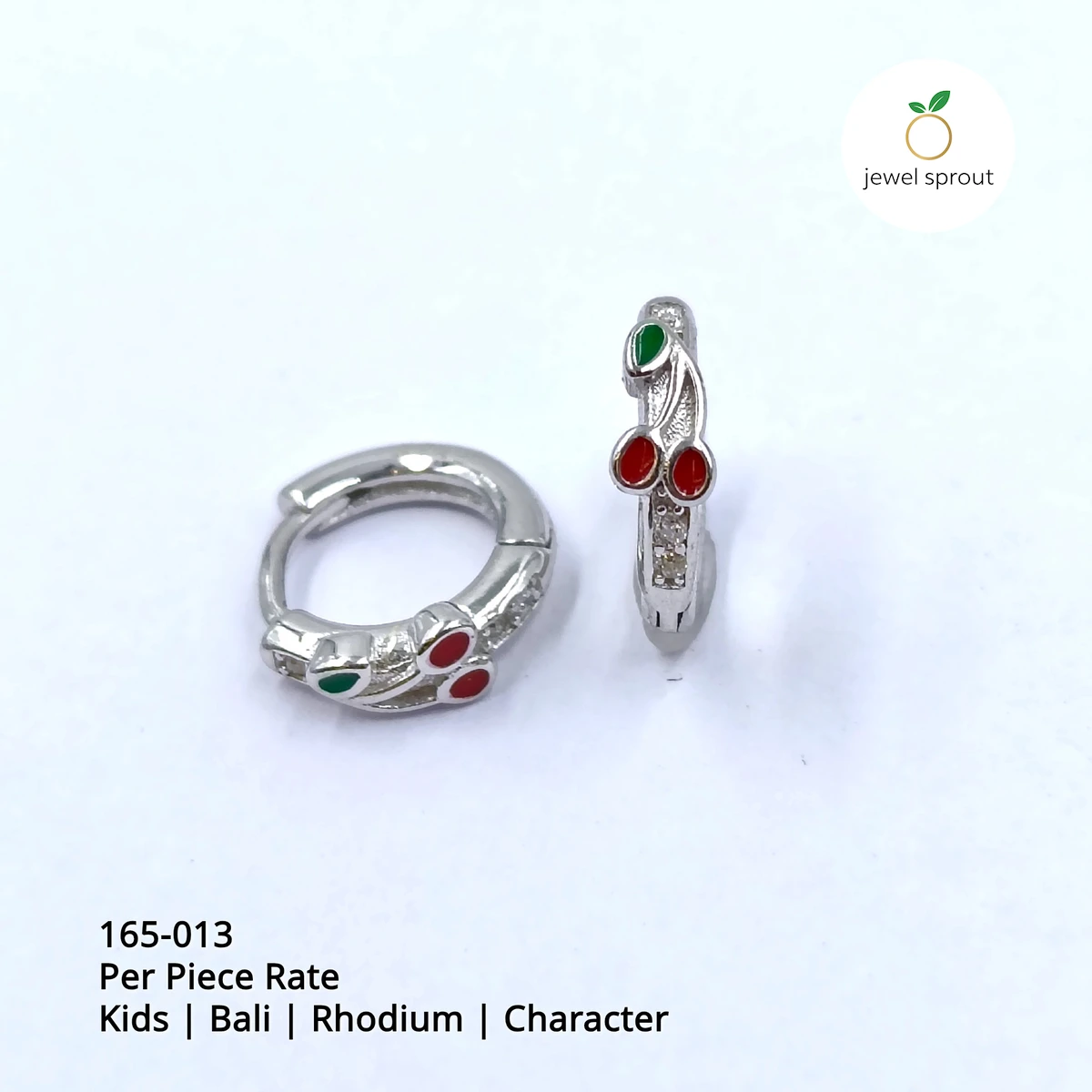 Charming Baby Enamel Bali Earrings for Kids - Rhodium