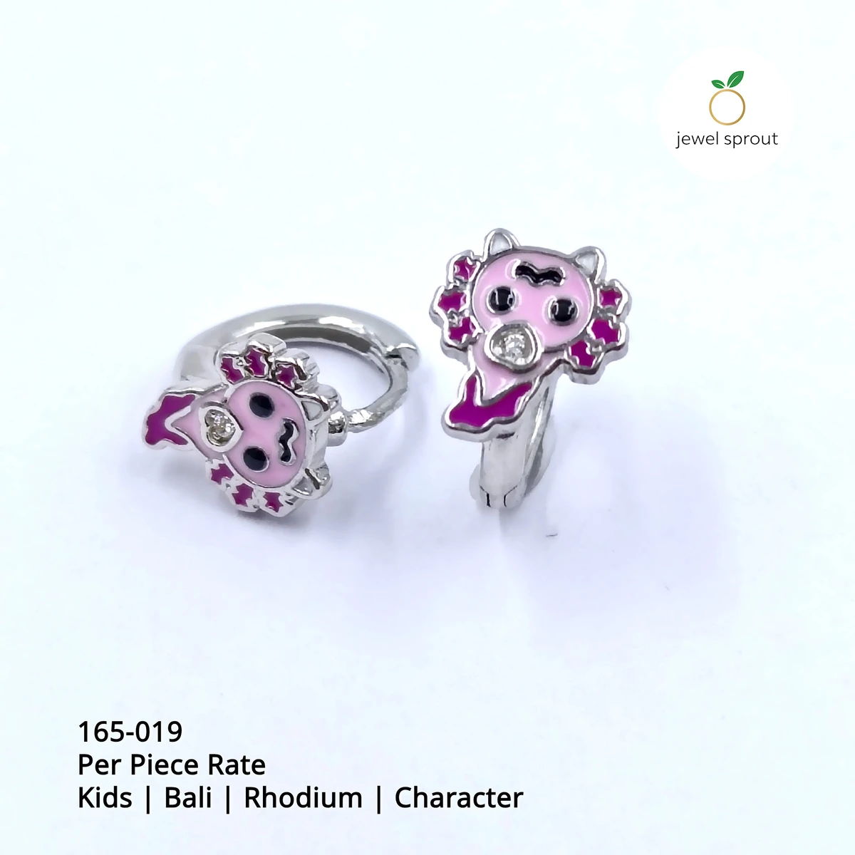 Cute Baby Enamel Bali Earrings - Rhodium | Kids Jewelry