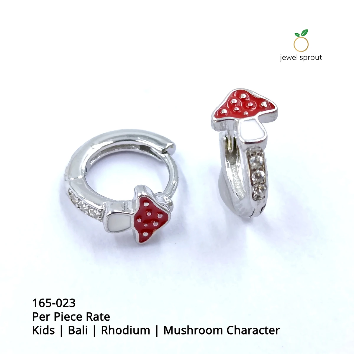 Charming Baby Enamel Bali Earrings with Mushroom Character