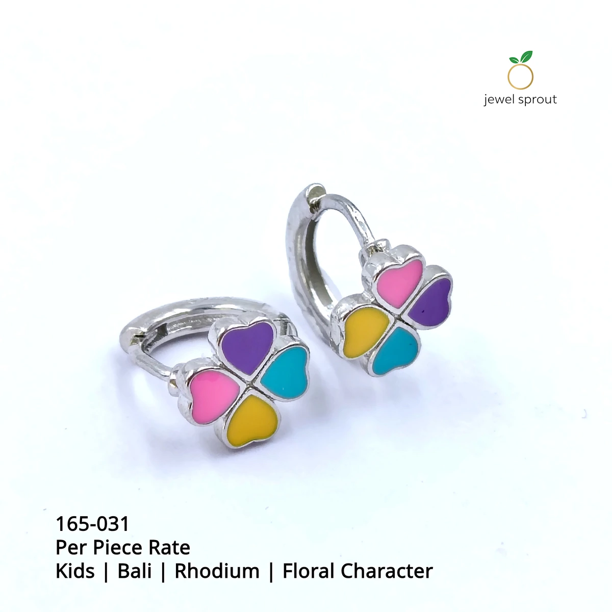Charming Baby Enamel Bali Earrings for Kids - Floral Design