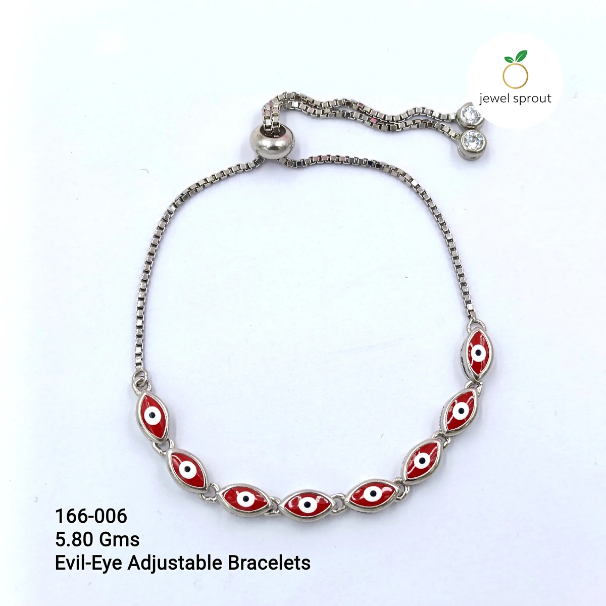 Chic Evil Eye Adjustable Bracelet in 925 Sterling Silver