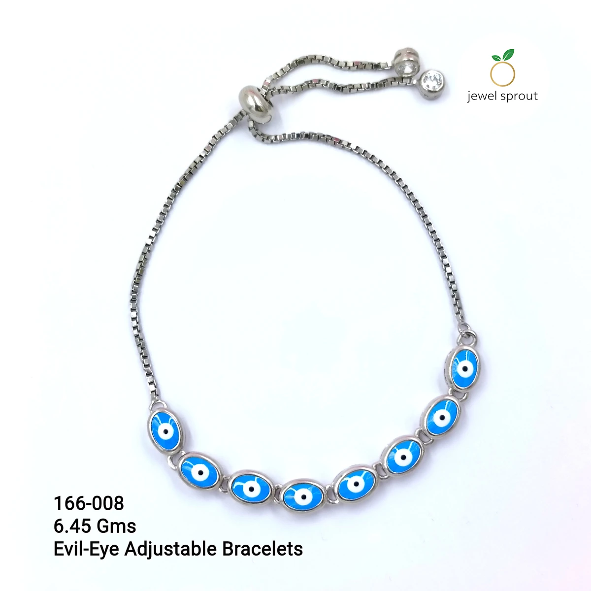 Chic Evil Eye Adjustable Bracelet in 925 Sterling Silver