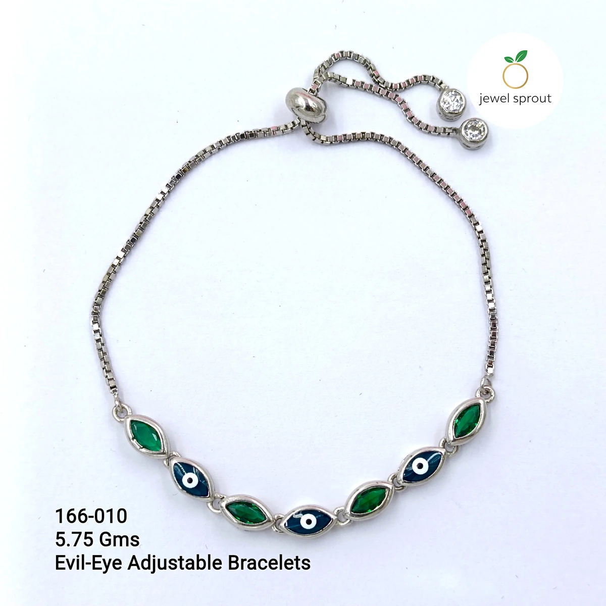 Stylish Evil Eye Adjustable Bracelet in 925 Sterling Silver