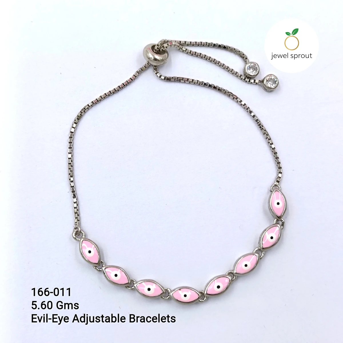 Chic Evil Eye Adjustable Bracelet in 925 Sterling Silver