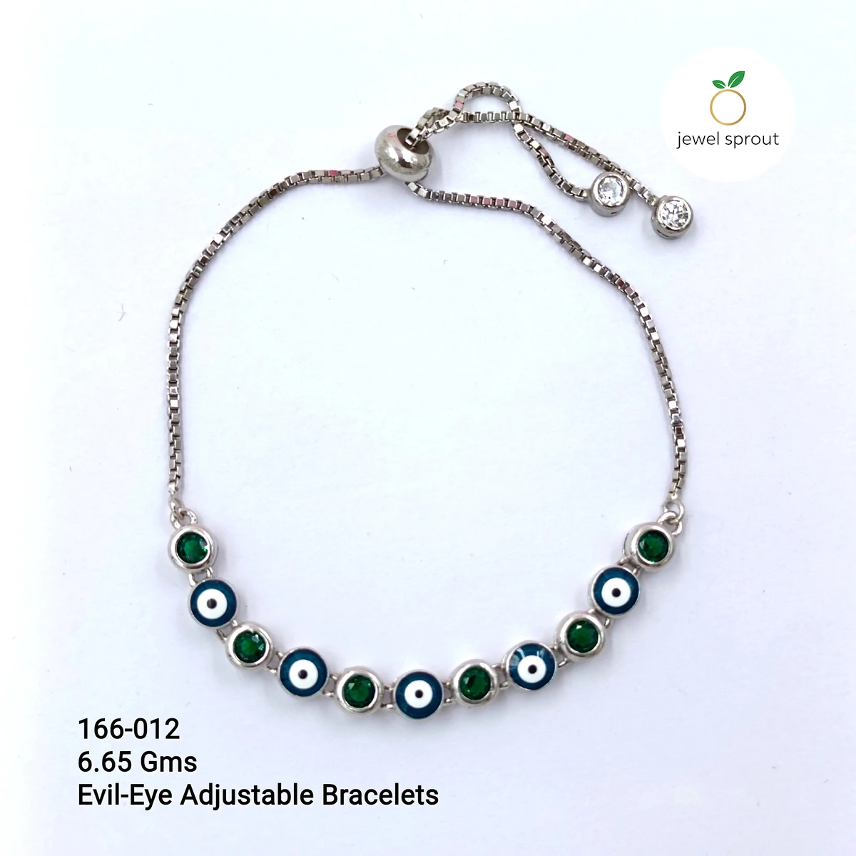 Stylish Evil Eye Adjustable Bracelet - 925 Sterling Silver