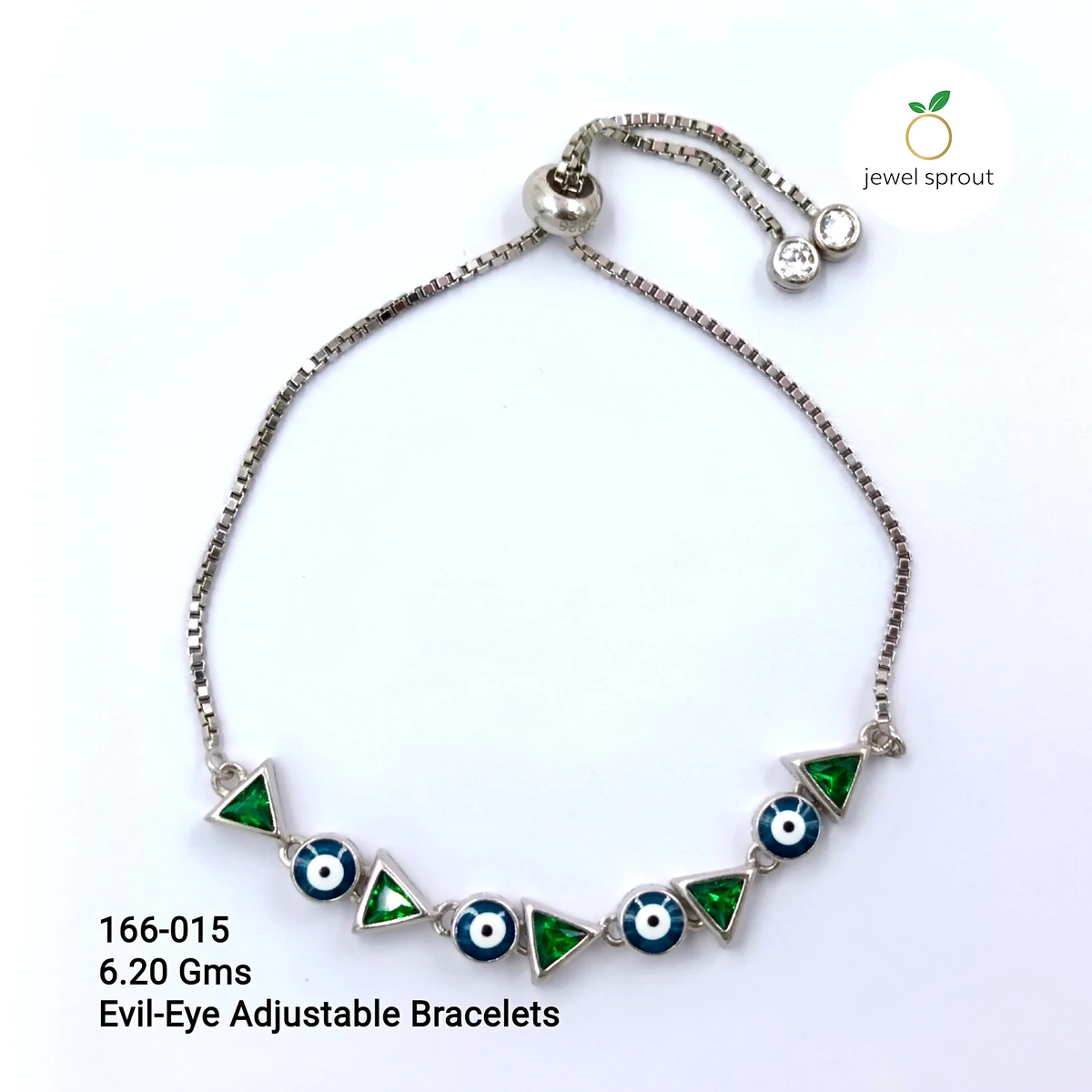 Evil Eye Adjustable Bracelet in 925 Sterling Silver