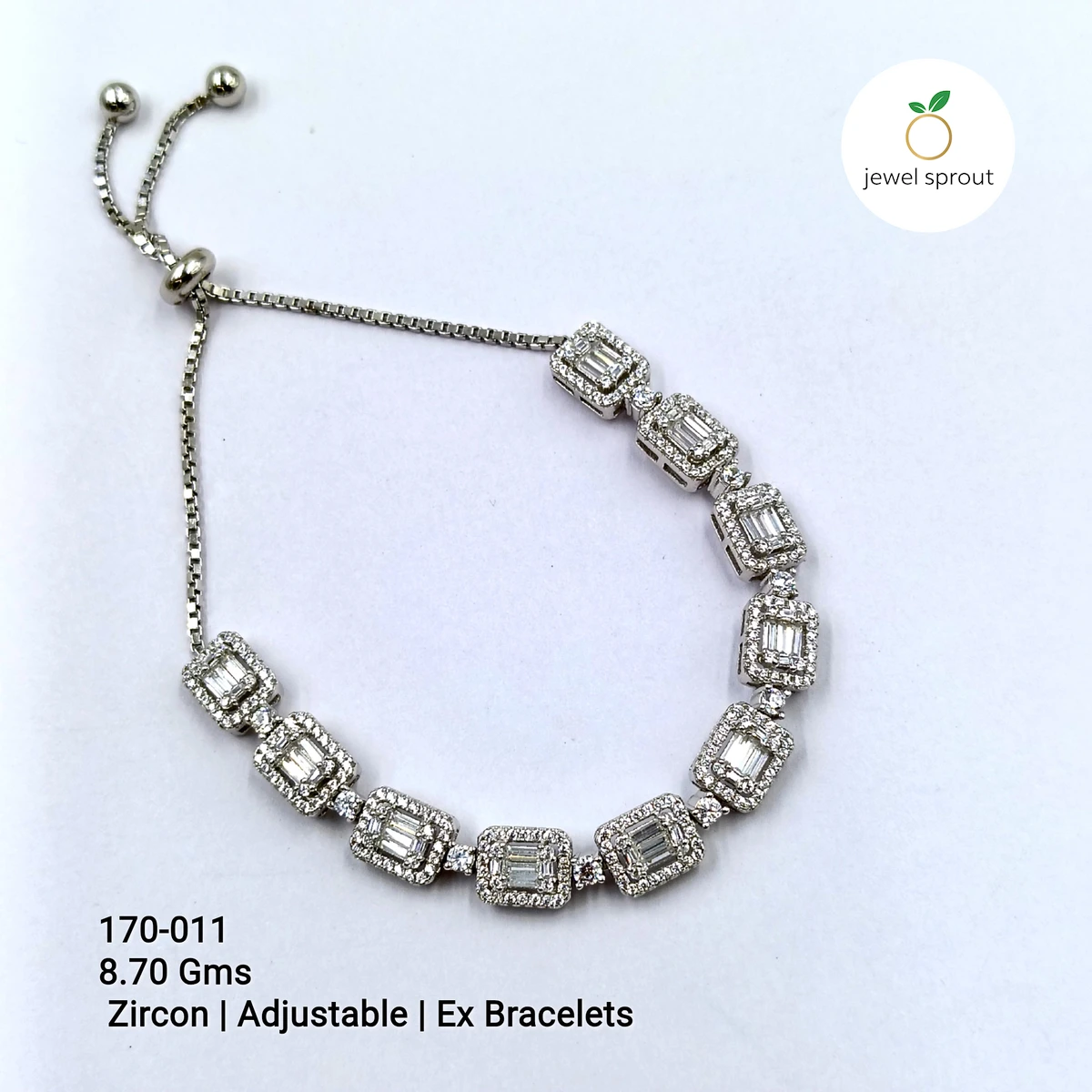 Adjustable Zircon Glam Ex Bracelet in 925 Sterling Silver