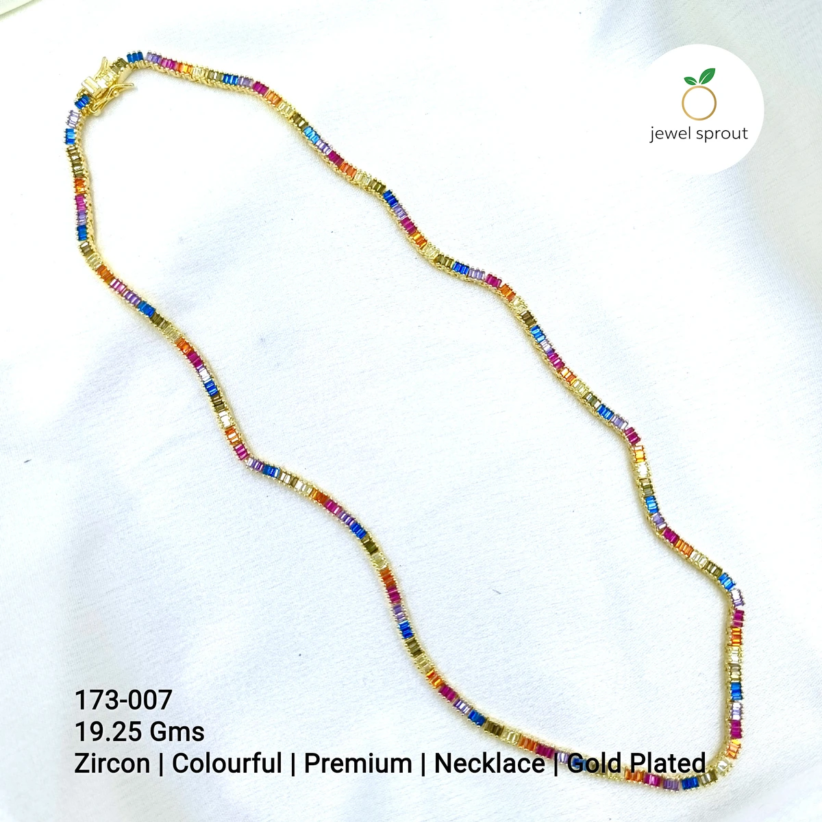 Colorful Zircon Gold Plated Glam Necklace - Premium Design