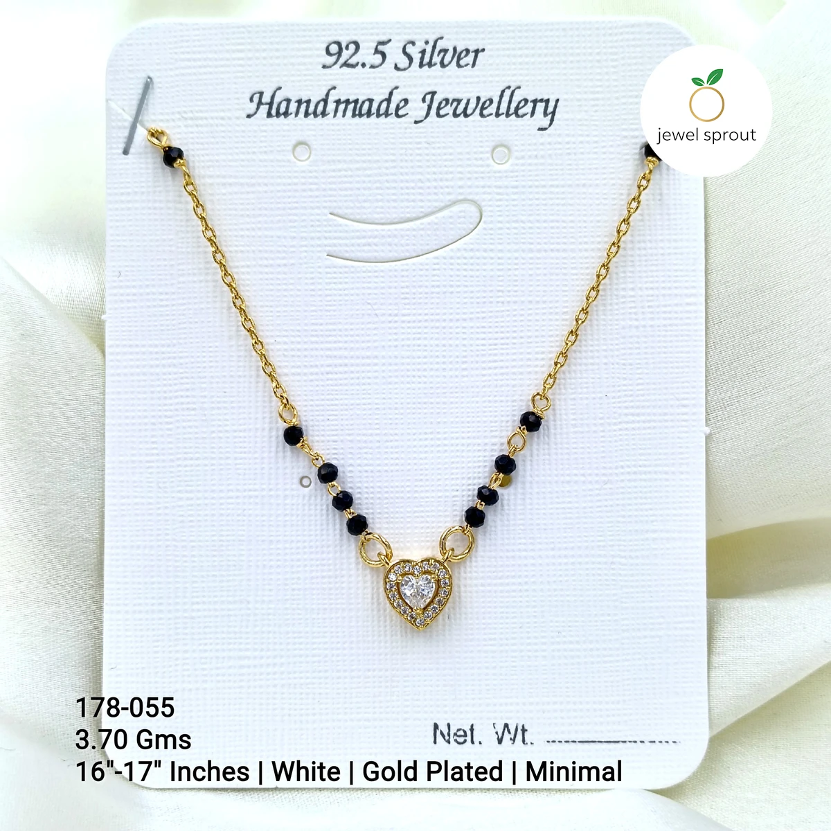 Elegant Gold Solitaire Mangalsutra - 18 Inches, Handcrafted