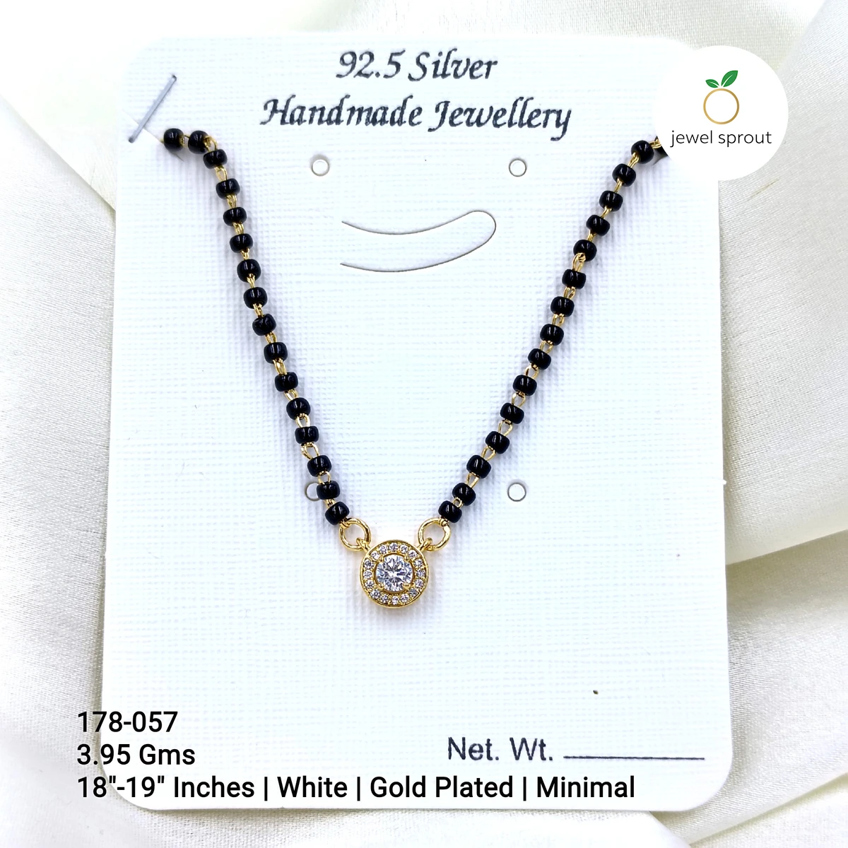 Elegant Gold Solitaire Mangalsutra - 18 Inches, 3-Line Design