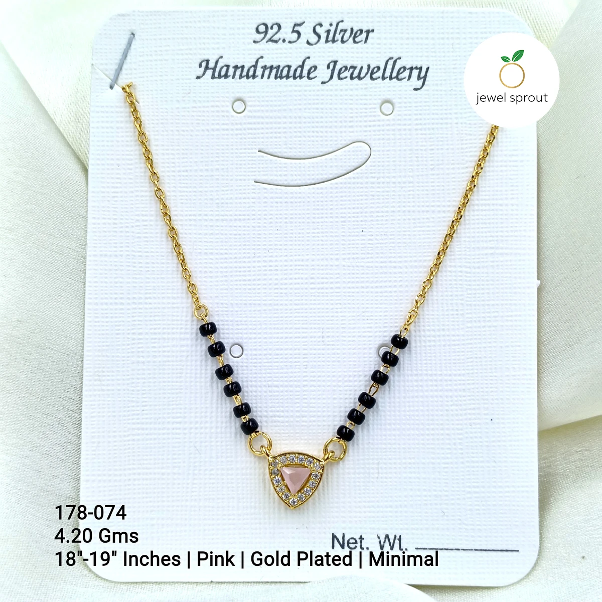 Elegant Gold Solitaire Mangalsutra - 18 Inches, Handcrafted