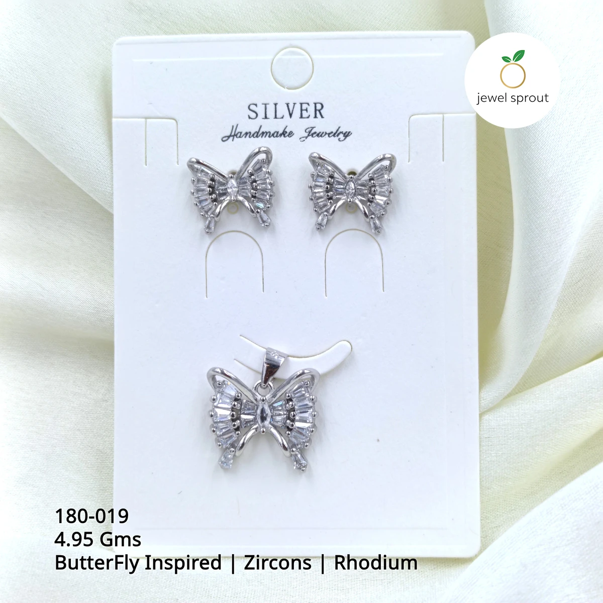 Butterfly Inspired Luxury Pendant Set with Zircons