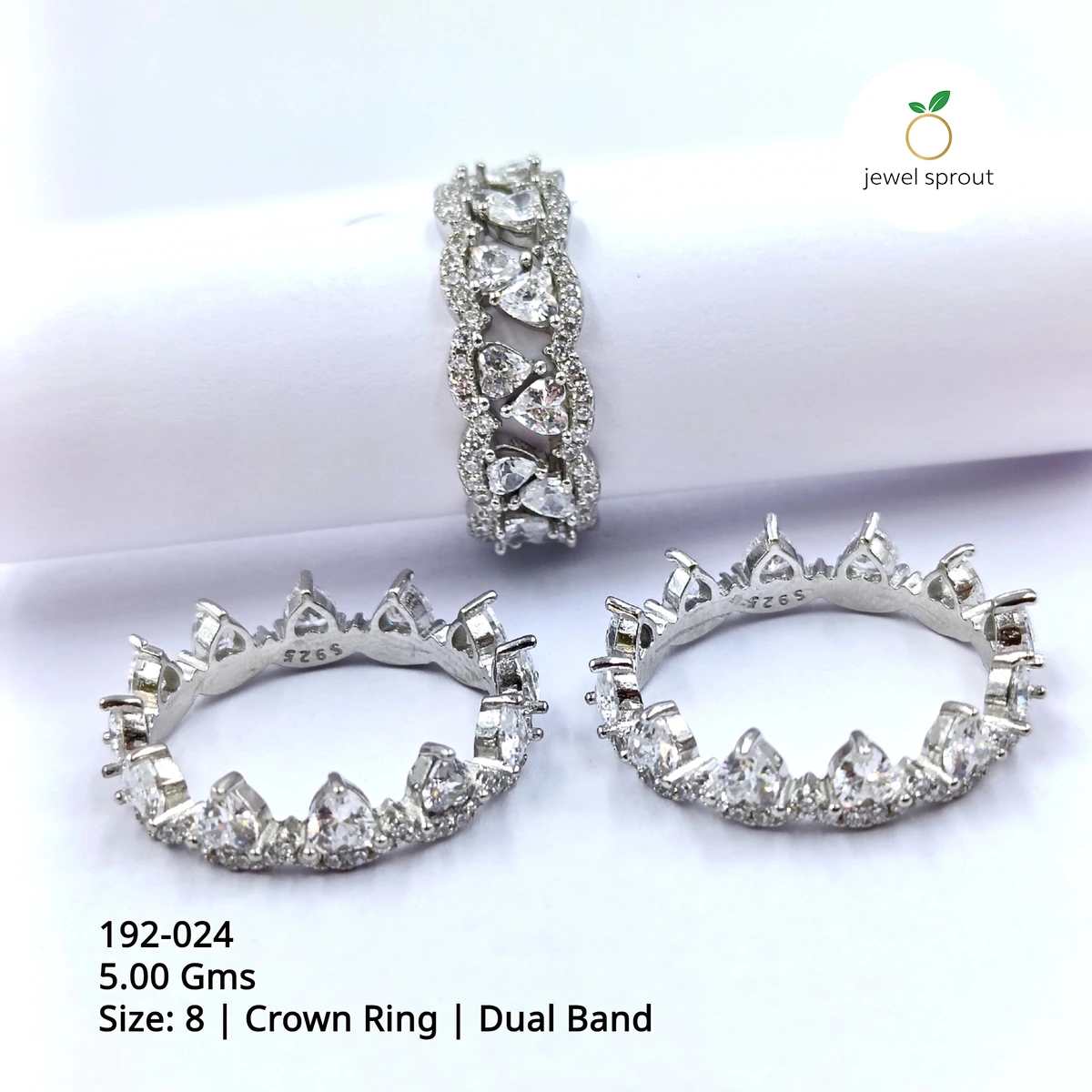 Elegant Crown Ring 2-Way in Size 8 - Sterling Silver