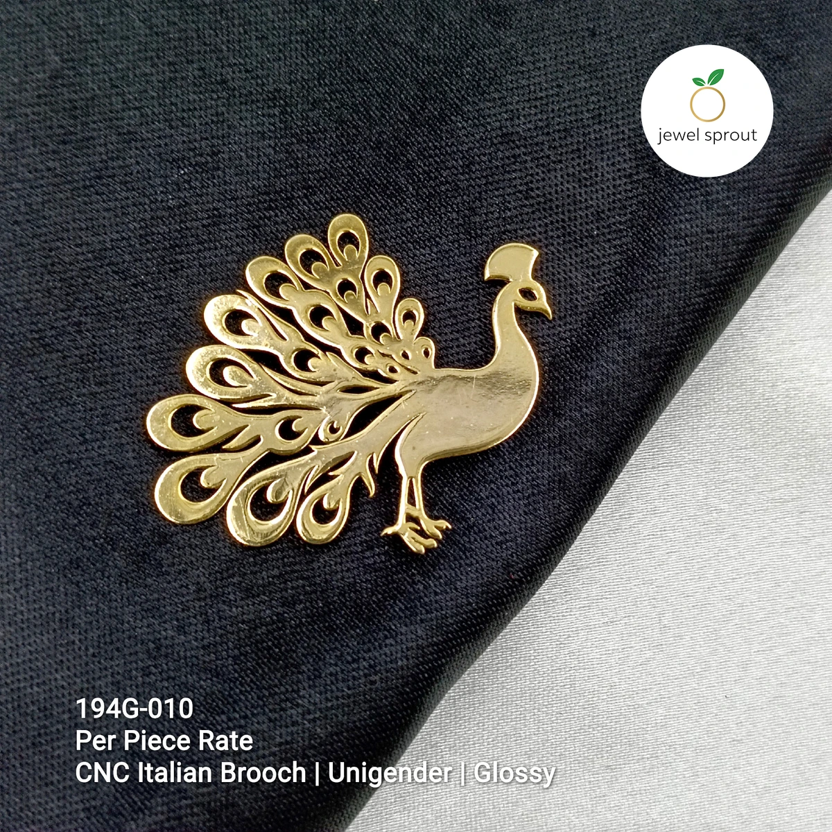Elegant Italian CNC Gold Brooch - 925 Sterling Silver