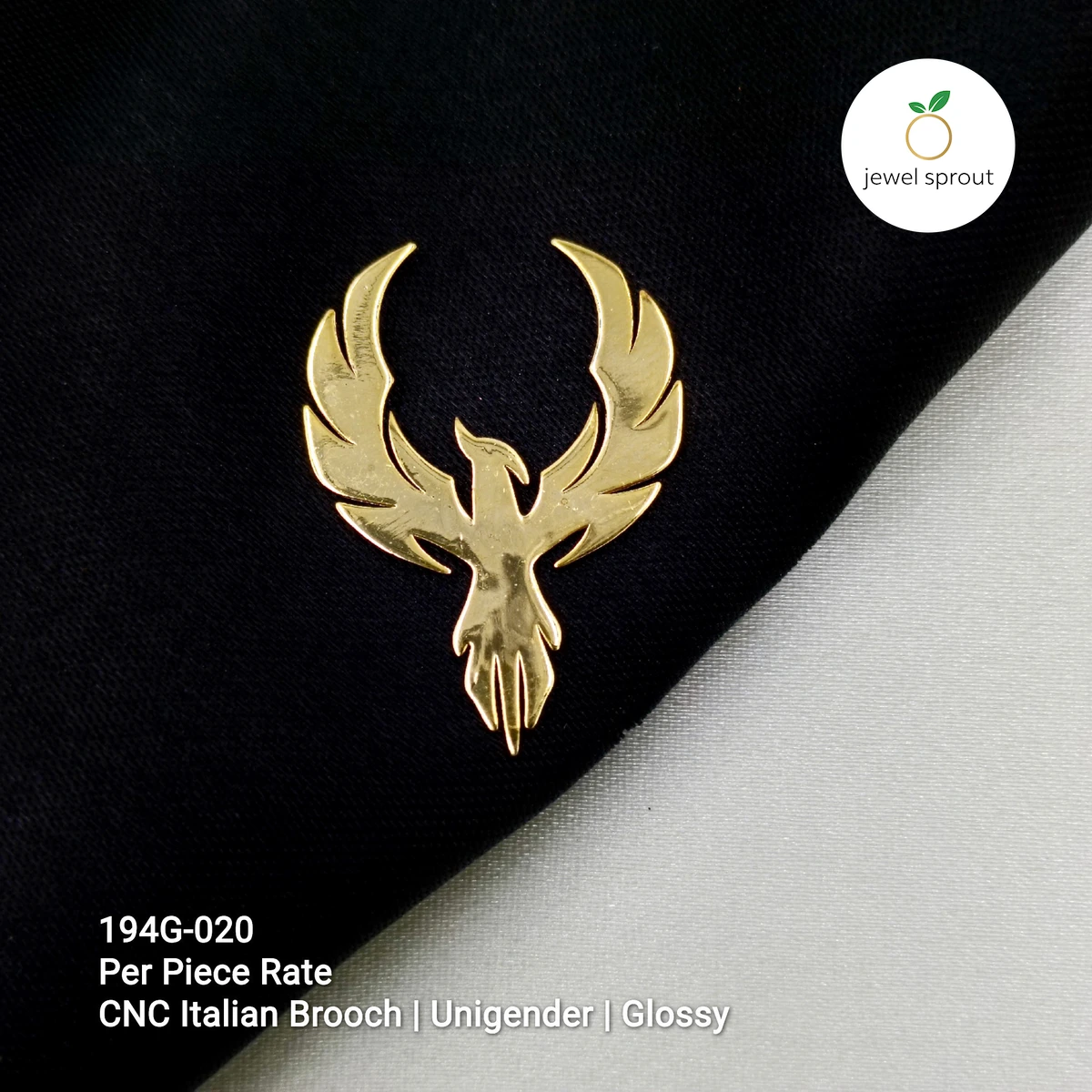 Elegant Gold Italian CNC Sterling Silver Brooch