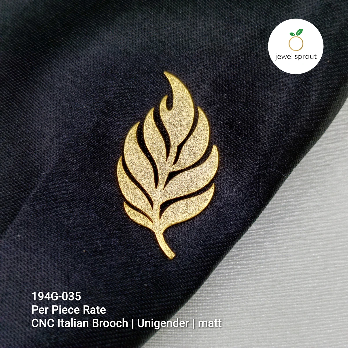 Elegant Italian CNC Gold Brooch - 925 Sterling Silver