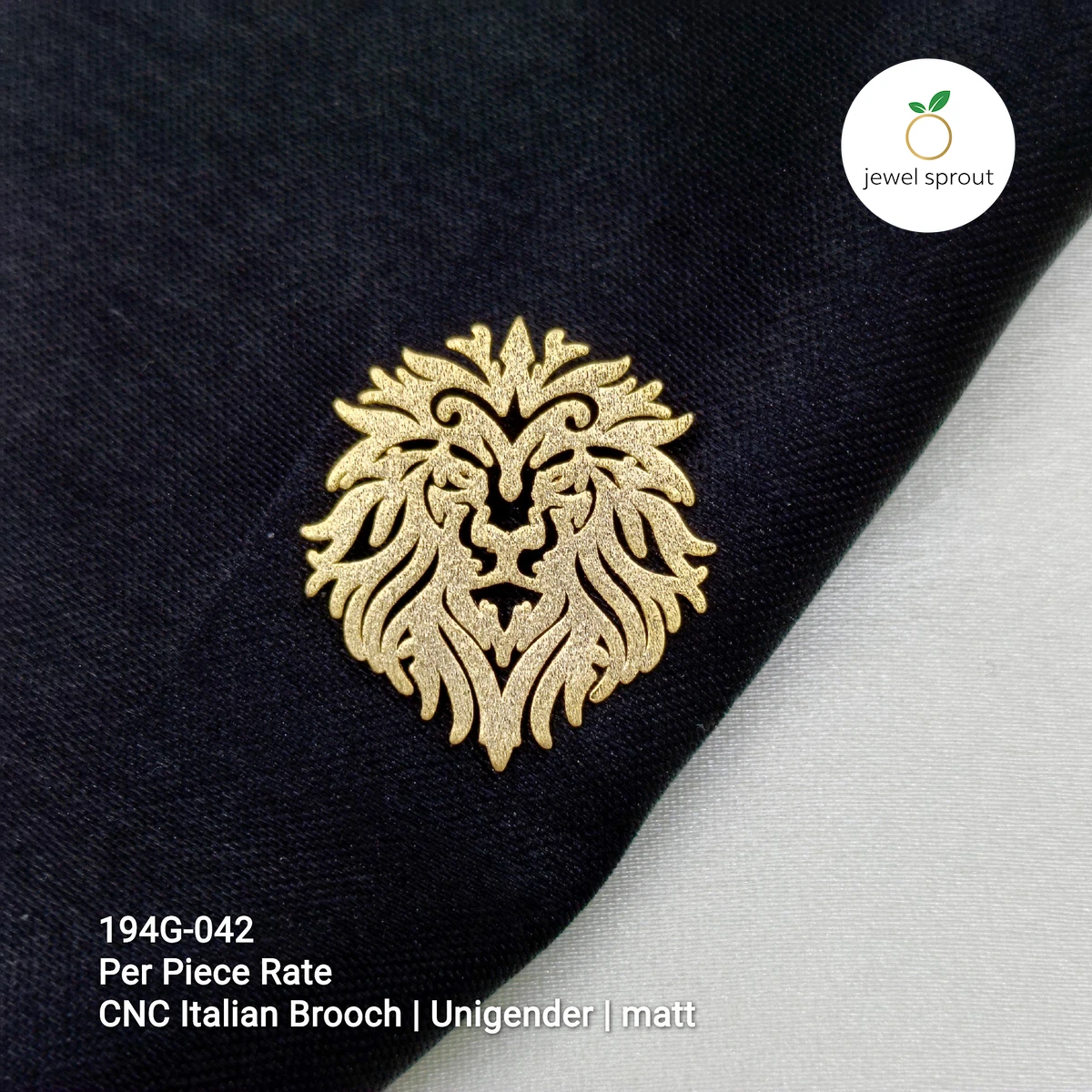 Elegant Italian CNC Gold Brooch - Timeless Sterling Silver